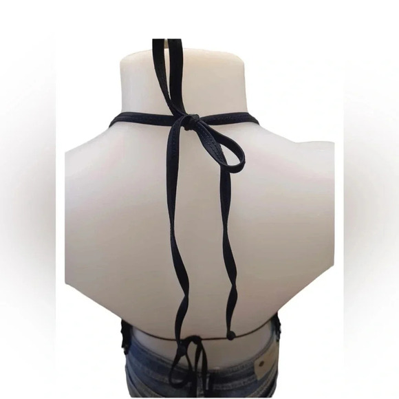 Apollo Swim  Black Fringe Bikini Top Size Medium - Picture 6 of 8